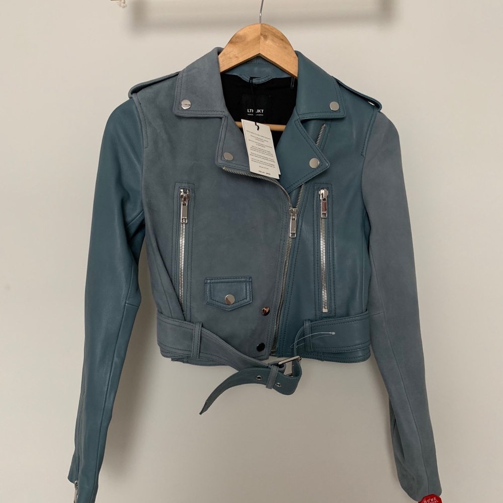 Mya Cropped Biker Jacket in Savanna Blue
LTH JKT NWT